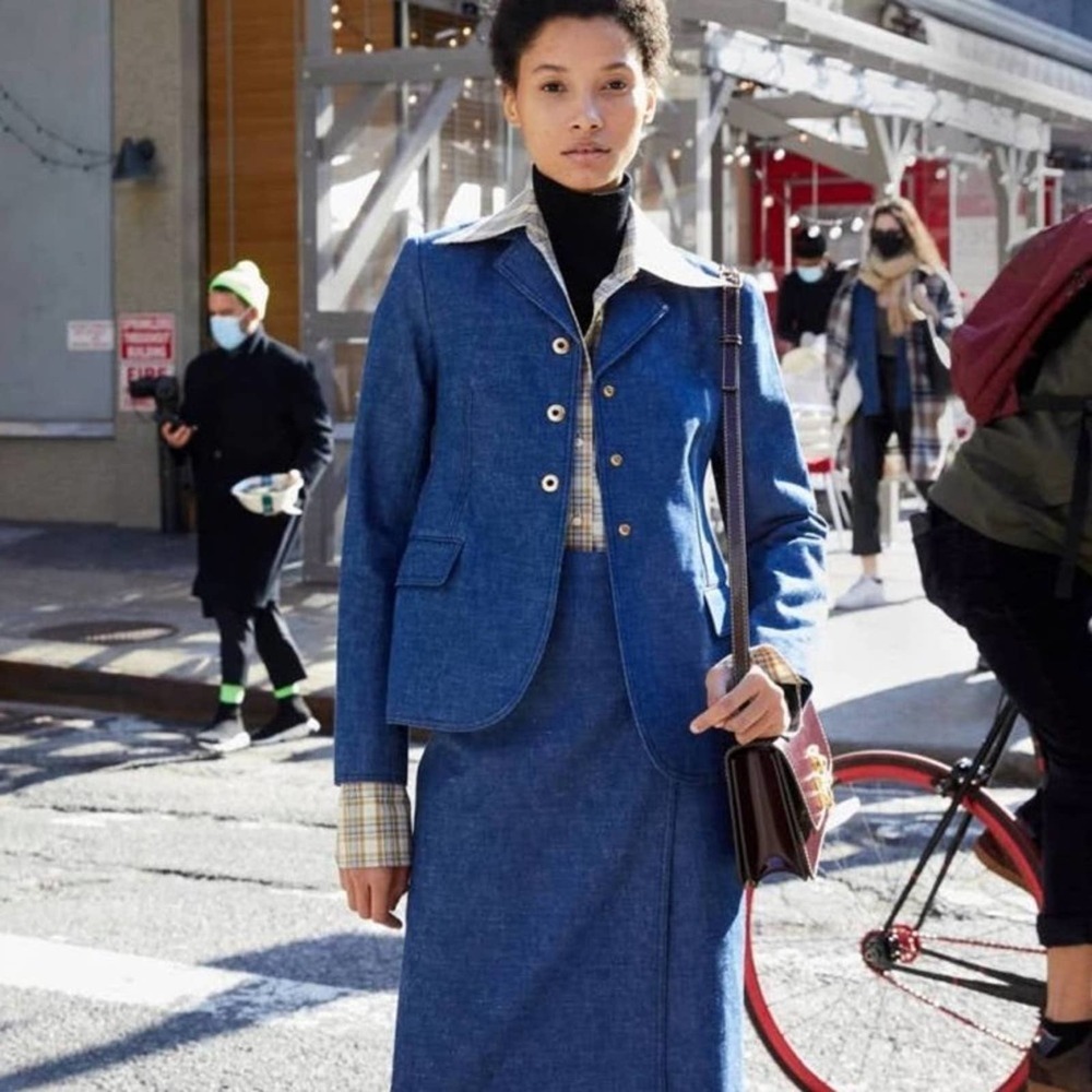 Tory Burch Raw Denim Blazer